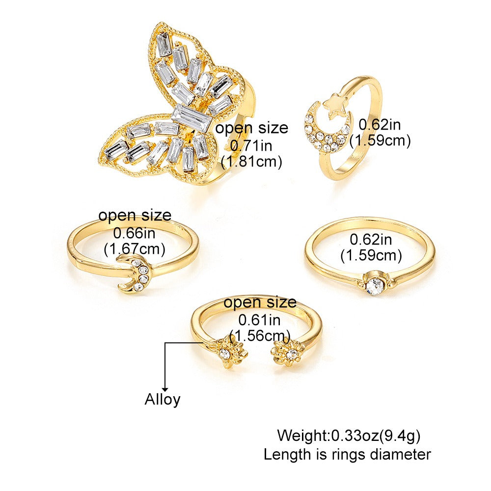 Geometric Joint Alloy Ring Set