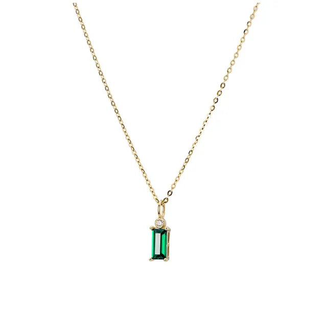 Silver / Gold Plated Mini Rectangle Zircon Necklace •S6324