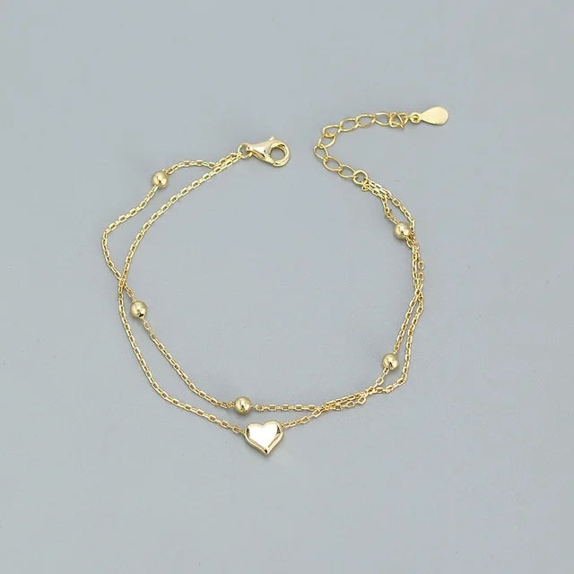 Silver Double Layer Heart-shape bracelet •G6326