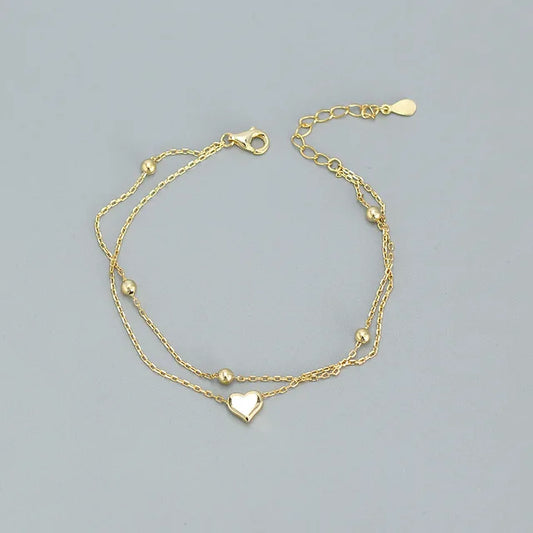 Silver Double Layer Heart-shape bracelet •G6326