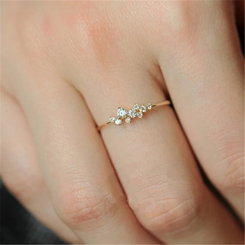 Silver Irregular Zircon Thin Ring