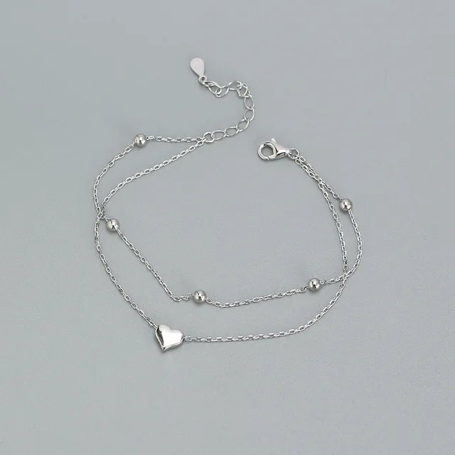 Silver Double Layer Heart-shape bracelet •G6326