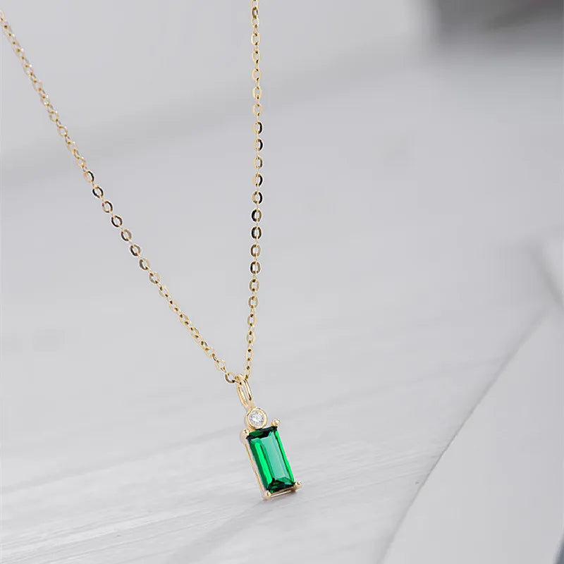 Silver / Gold Plated Mini Rectangle Zircon Necklace •S6324