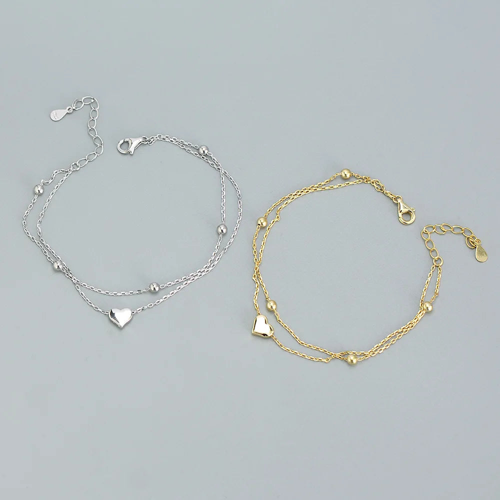 Silver Double Layer Heart-shape bracelet •G6326