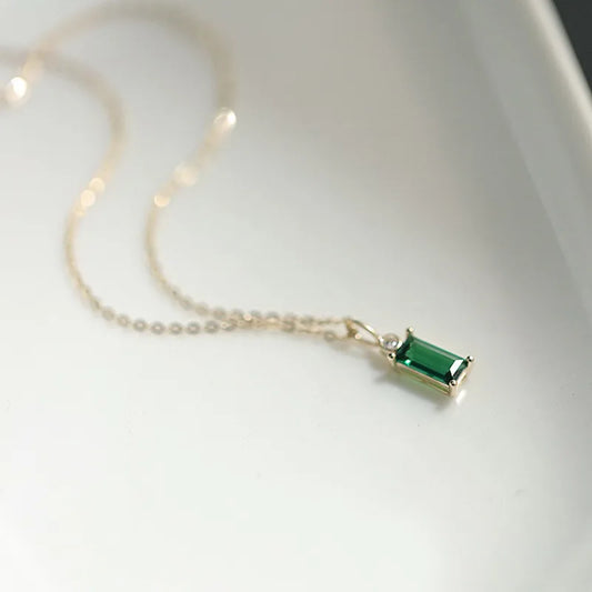 Silver / Gold Plated Mini Rectangle Zircon Necklace •S6324