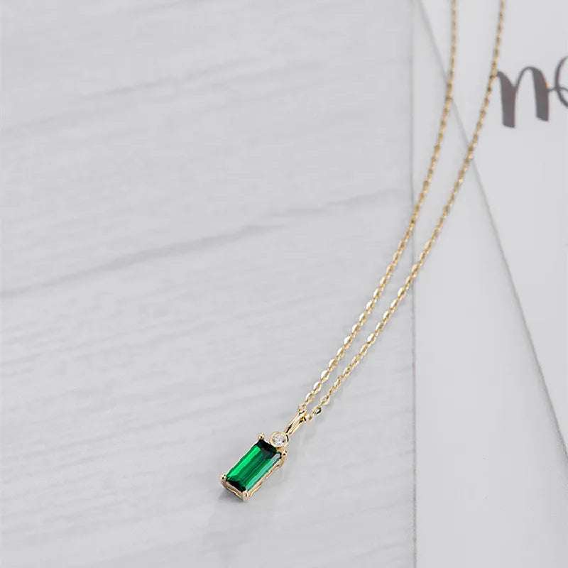 Silver / Gold Plated Mini Rectangle Zircon Necklace •S6324